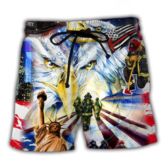 Firefighter America Pride Freedom Art – Beach Short