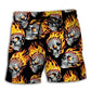 Flaming Skull Fire Power Art – Beach Short