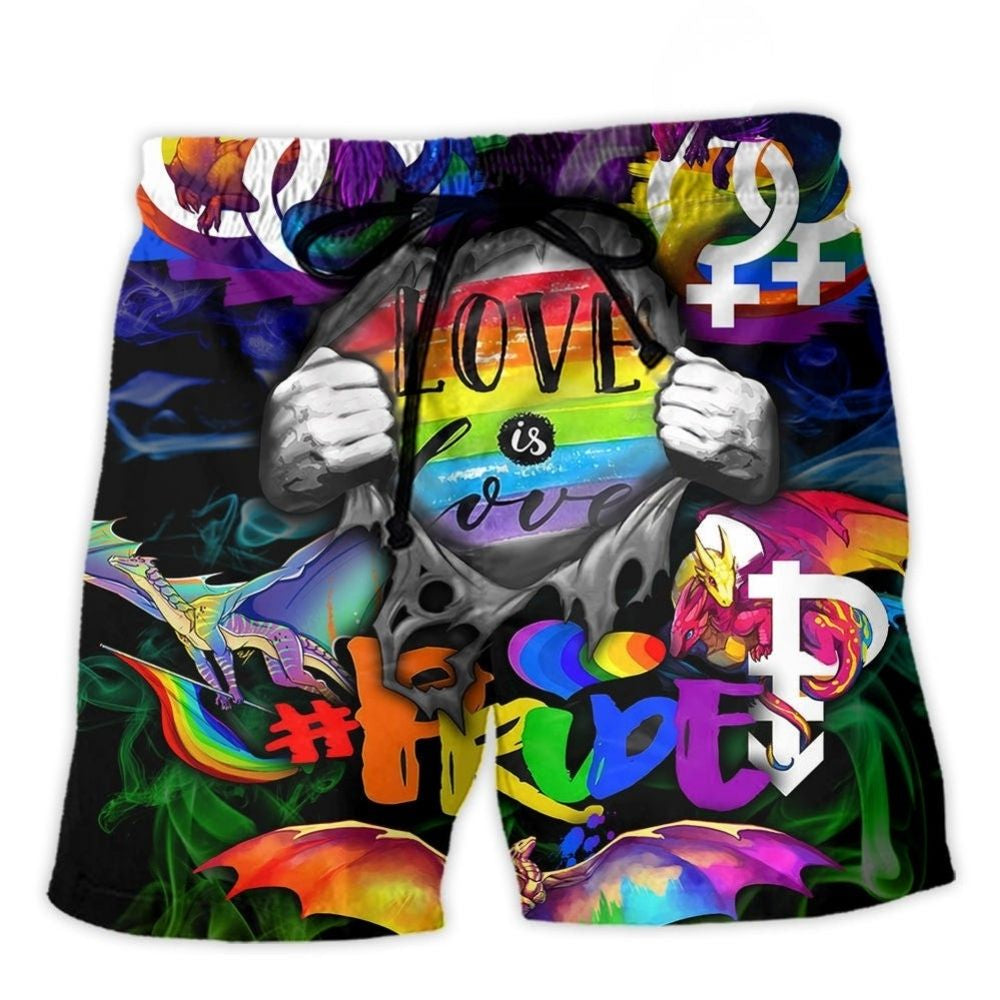 Love Is Love Rainbow Pride Art – Beach Short