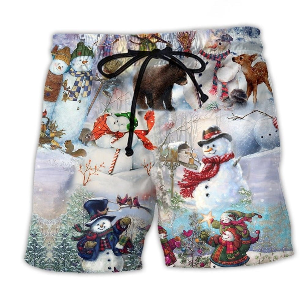 Winter Snowman World Of Snow Art – Beach Short