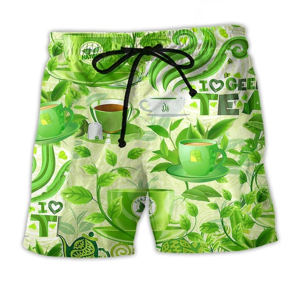 Green Tea Love Minimal Lifestyle Art – Beach Short