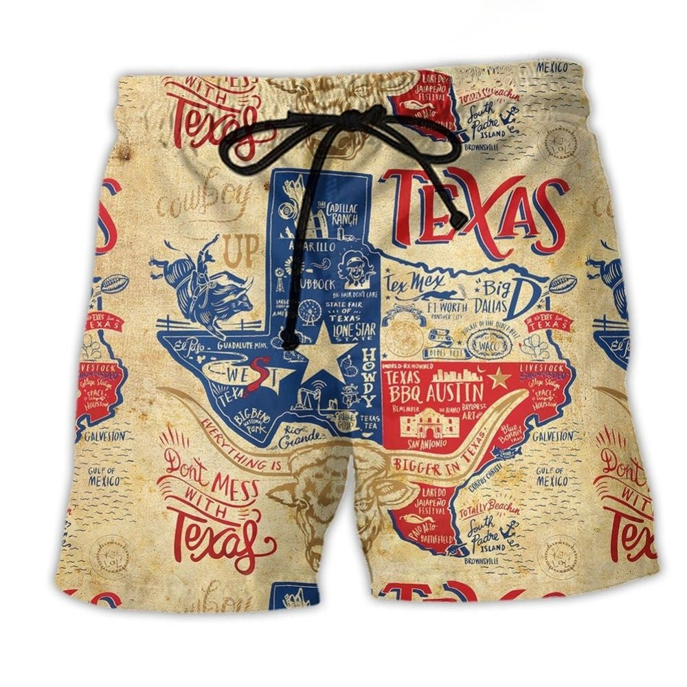 Texas Peace Life Vintage Lone Star Art – Beach Short