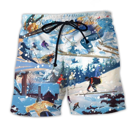 Snowboarding Cold Weather Mountain Art – Beach Short