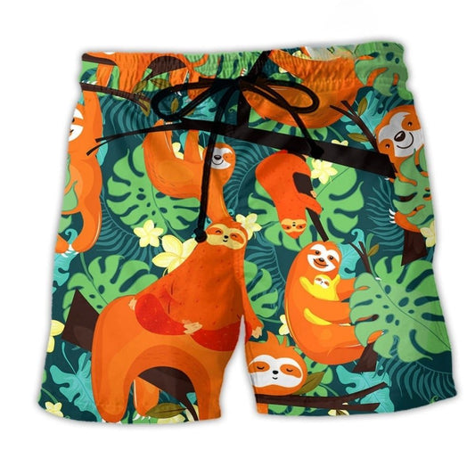 Funny Sloth Don’t Worry Don’t Hurry Art – Beach Short