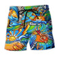 Happy Surfing Colorful Wave Art – Beach Short