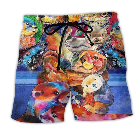 Cute Otter Colorful Animal Art – Beach Short