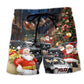 Police Car Santa Holiday Art – Beach Short
