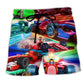 Auto Racing Warning Speed Color Art – Beach Short