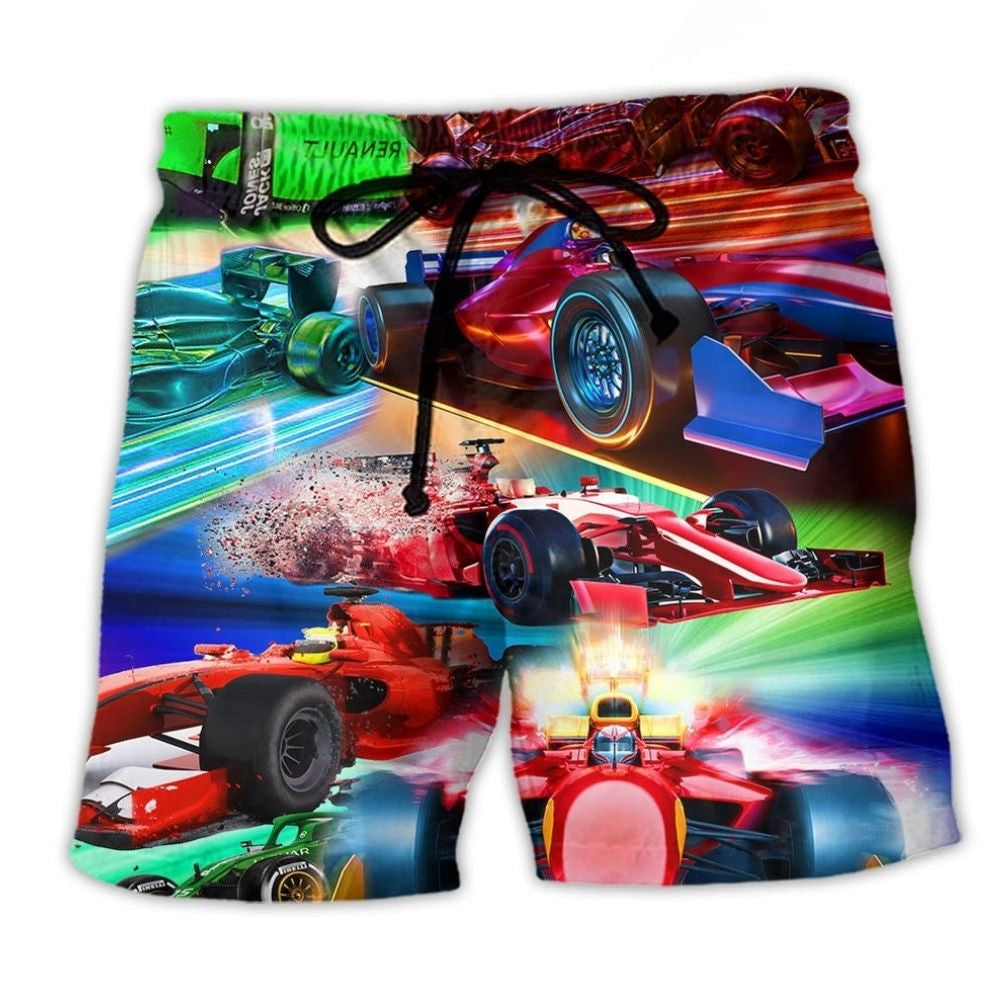 Auto Racing Warning Speed Color Art – Beach Short