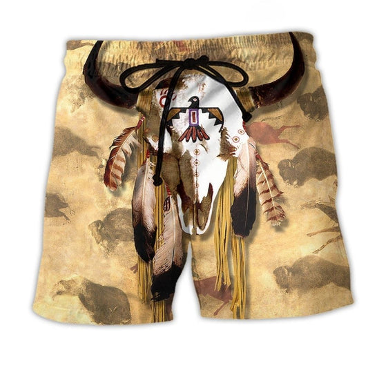 Native Skull Love And Peace Art – Beach Short
