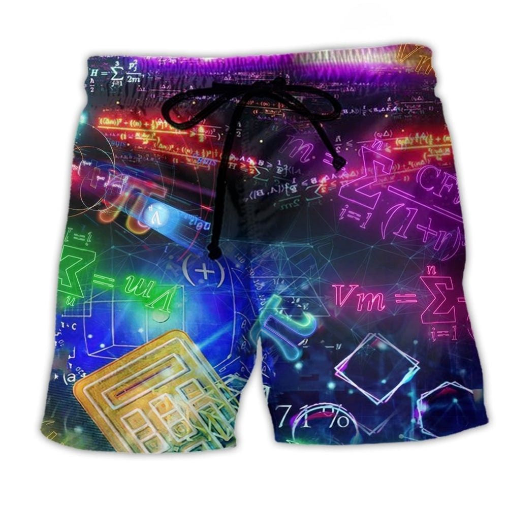 Math Makes Life Better Colorful Art – Beach Short