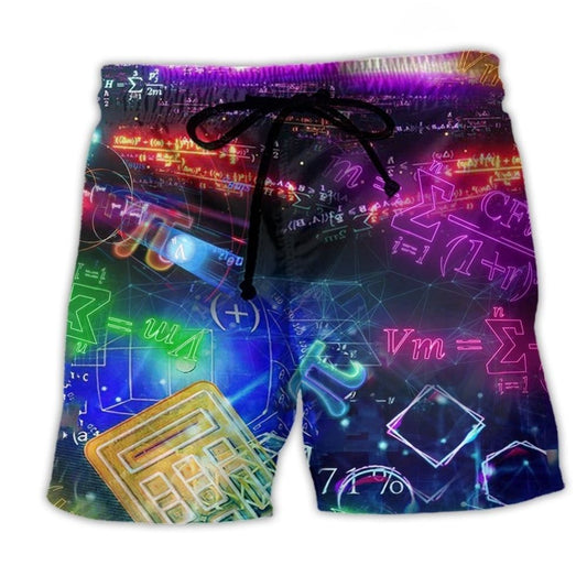 Math Makes Life Better Colorful Art – Beach Short