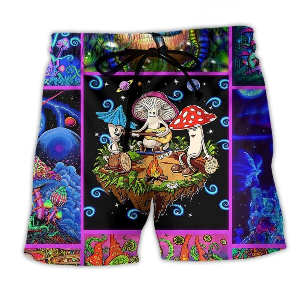 Forest Mushroom Soul Searching Quote Art – Beach Short