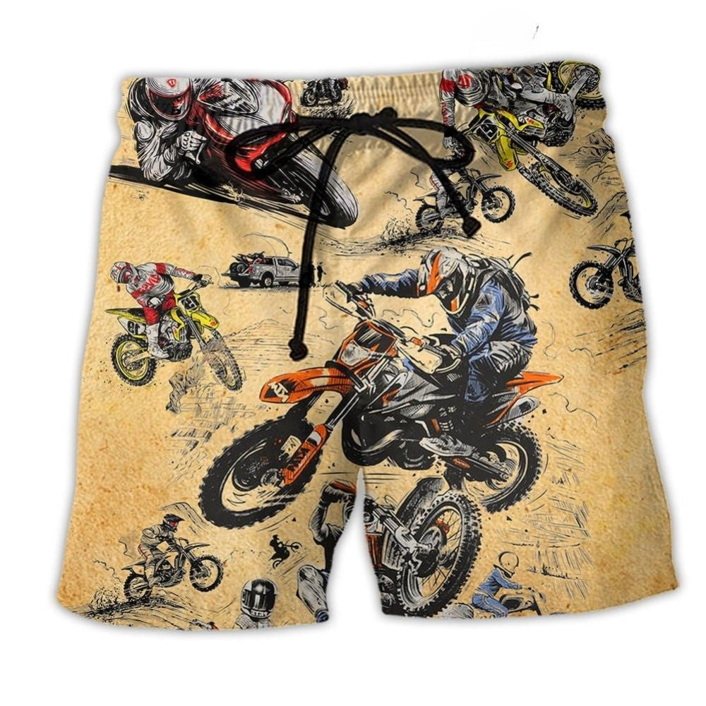 Retro Motorcycle Racing Cool Art – Beach Short