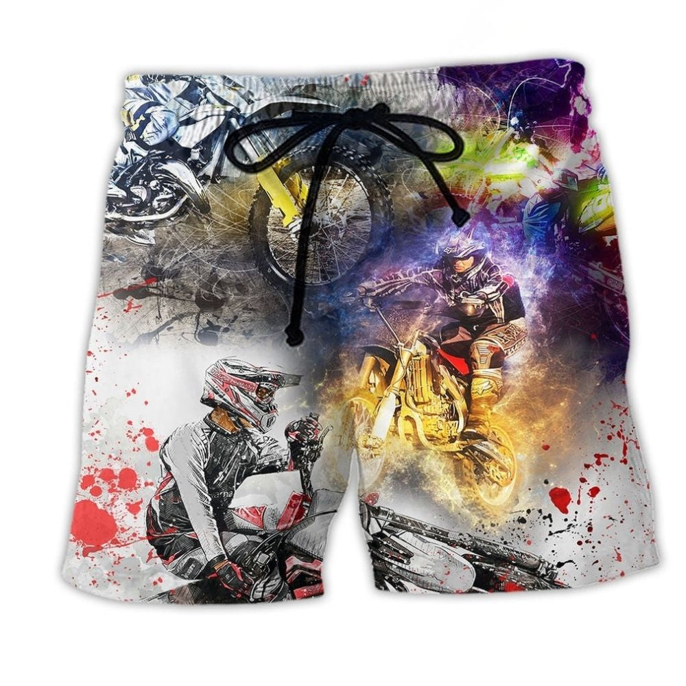 Motorcycle Adventure Freedom Quote Art – Beach Short
