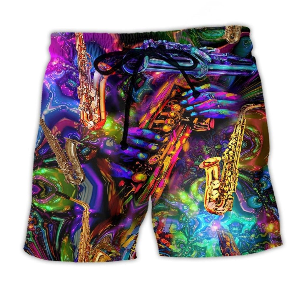 Saxophone Music Funny Saxy Quote Art – Beach Short