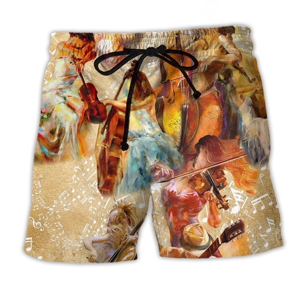 Guitar Music Is My Soul Notes Art – Beach Short