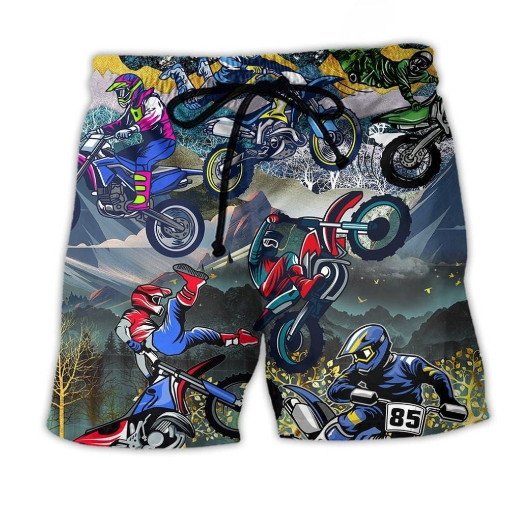 Motorcycle Ride Freedom Lifestyle Quote Art – Beach Short