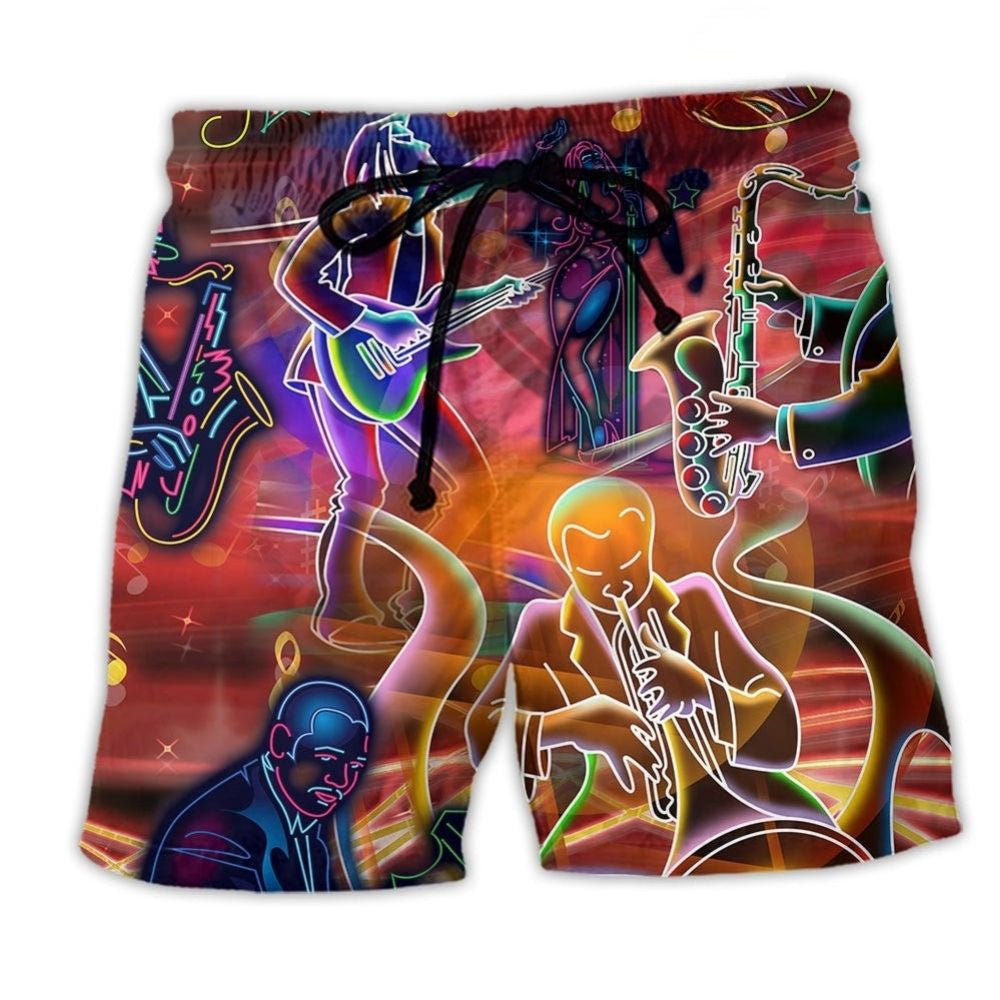Jazz Music Life Slow Rhythm Quote Art – Beach Short