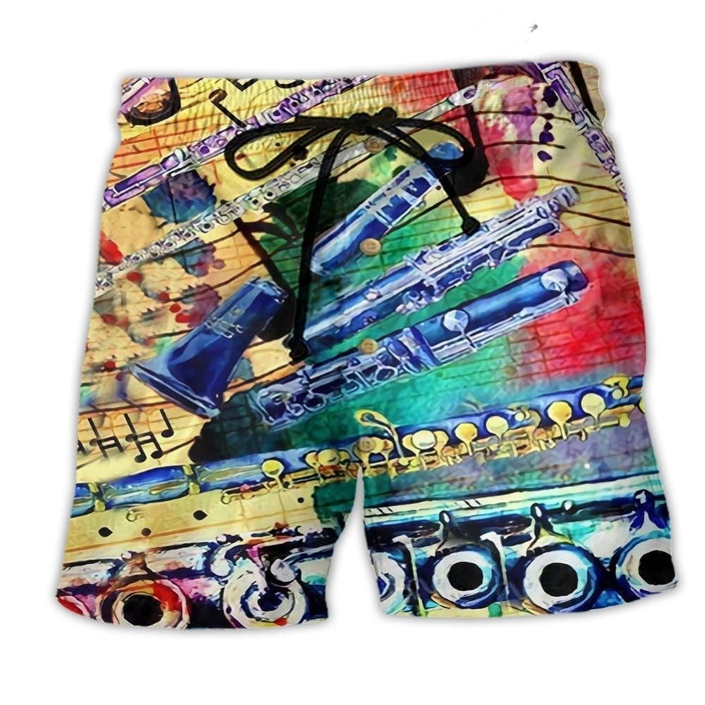 Flute Music Love And Life Art Style – Beach Short
