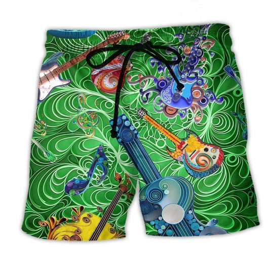 Guitar Music Melody Of Time Artistic Design – Beach Short