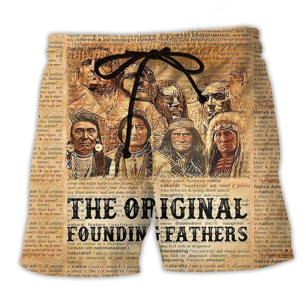 Native Inspired Vintage News Peace Art – Beach Short