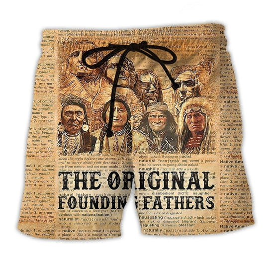 Native Inspired Vintage News Peace Art – Beach Short