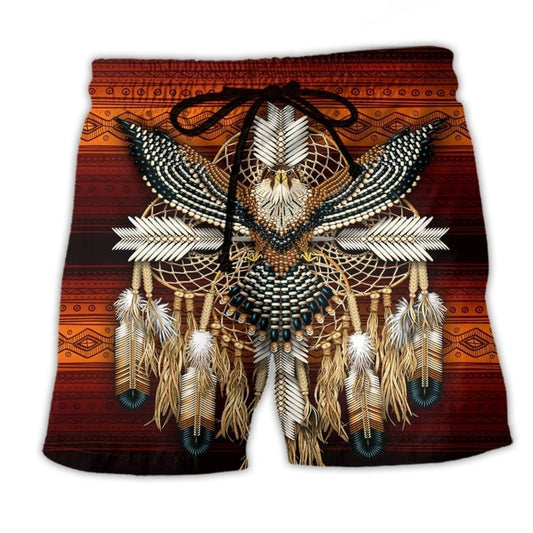Native Style Eagle Symbol Of Peace Art – Beach Short
