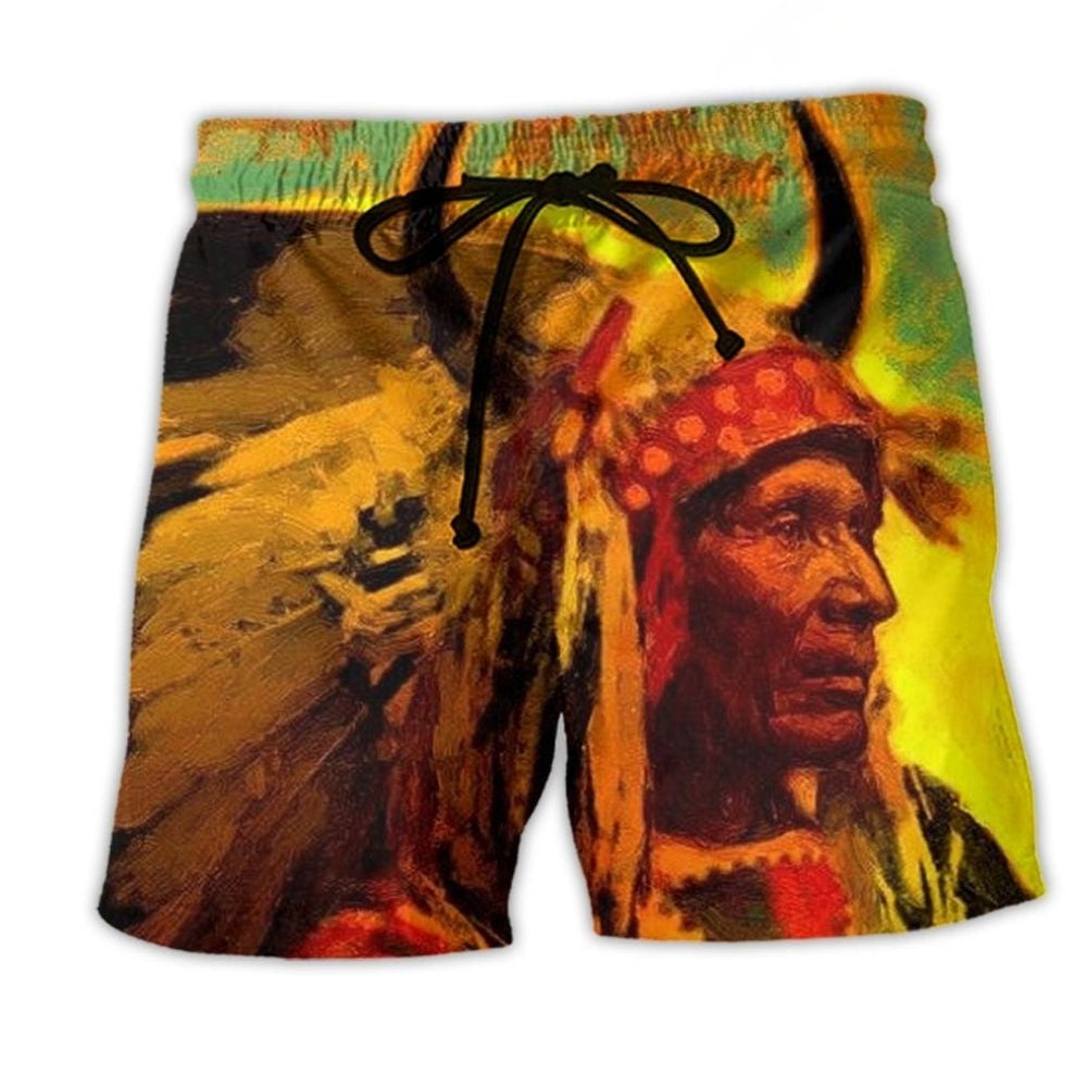 Native Inspired Colorful Love And Peace Art – Beach Short