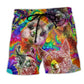 Llama Happiness Smile Colorful Art – Beach Short