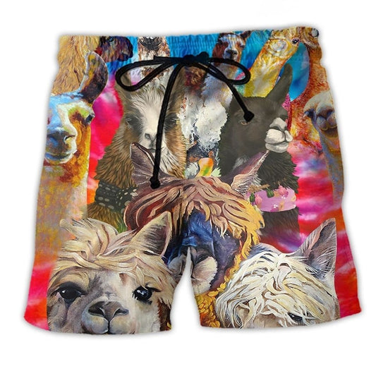 Llama Smile Happy Color Art – Beach Short