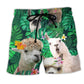 Llama Cute Love Tropical Green Art – Beach Short