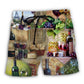 Wine Grape And Cheese Artistic Design – Beach Short
