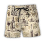 Wine And Grape Vintage Style Art – Beach Short
