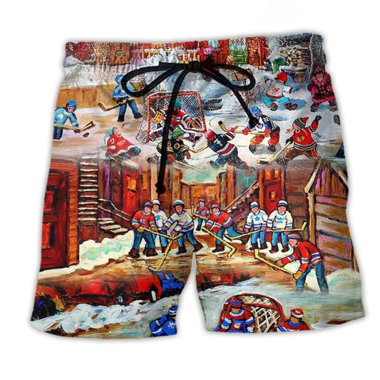 Ice Hockey Is My Life Art Design – Beach Short