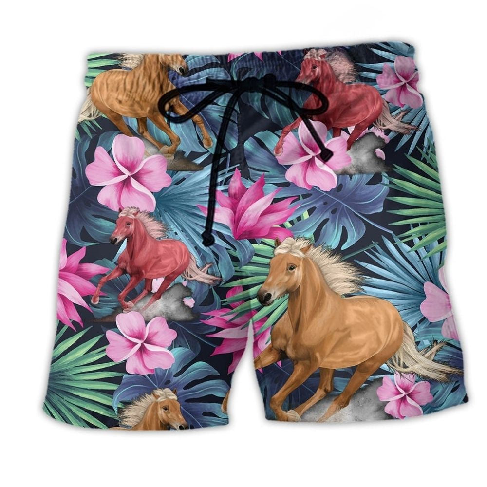 Horse Tropical Floral Summer Art – Beach Short