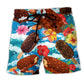 Ice Cream Love Tropical Floral Art – Beach Short