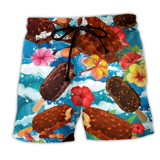 Ice Cream Love Tropical Floral Art – Beach Short
