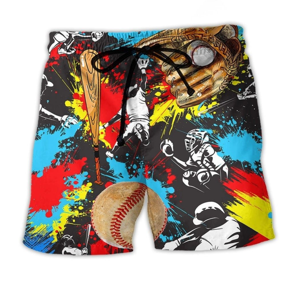 Hockey Painting Colorful Love Art – Beach Short
