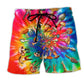 Hippie Mushroom Peace Rainbow Art – Beach Short