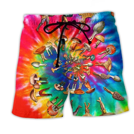 Hippie Mushroom Peace Rainbow Art – Beach Short