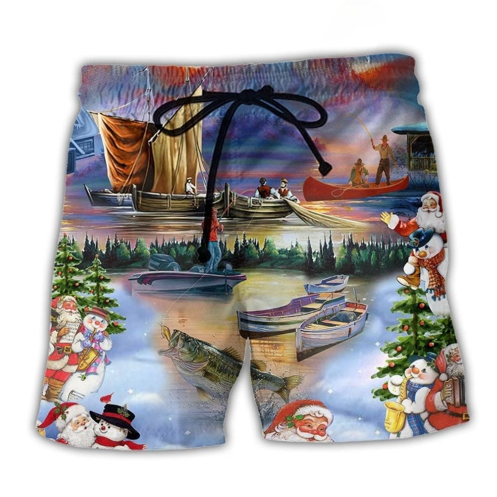 Fishing Christmas Gift Holiday Art – Beach Short