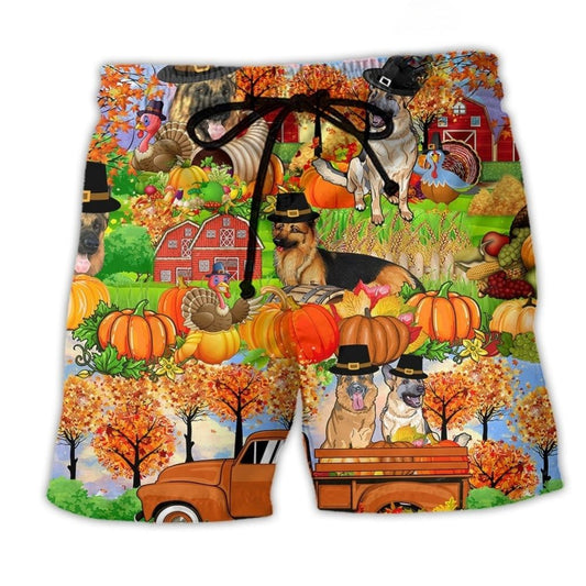 Thanksgiving German Shepherd Holiday Art – Beach Short