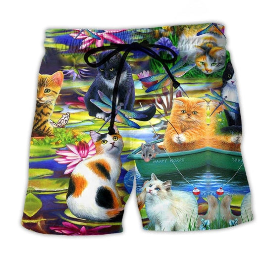 Curious Cat Water Lily Lake – Beach Short
