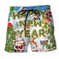 Christmas Happy New Year Snow Funny Holiday - Beach Short