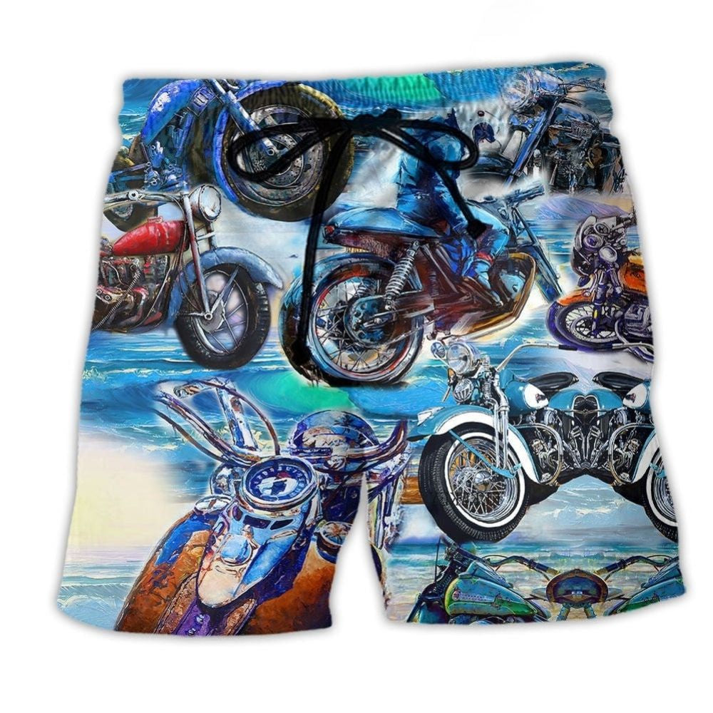 Motorcycle Ride To The Beach Adventure Art – Beach Short