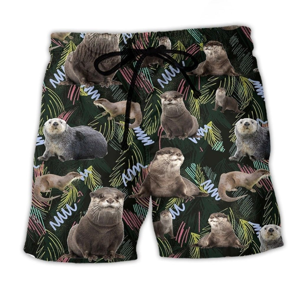 Otter Love Animals Cool Life Art – Beach Short