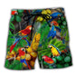 Funny Parrot Coconut Lover Tropical Art – Beach Short