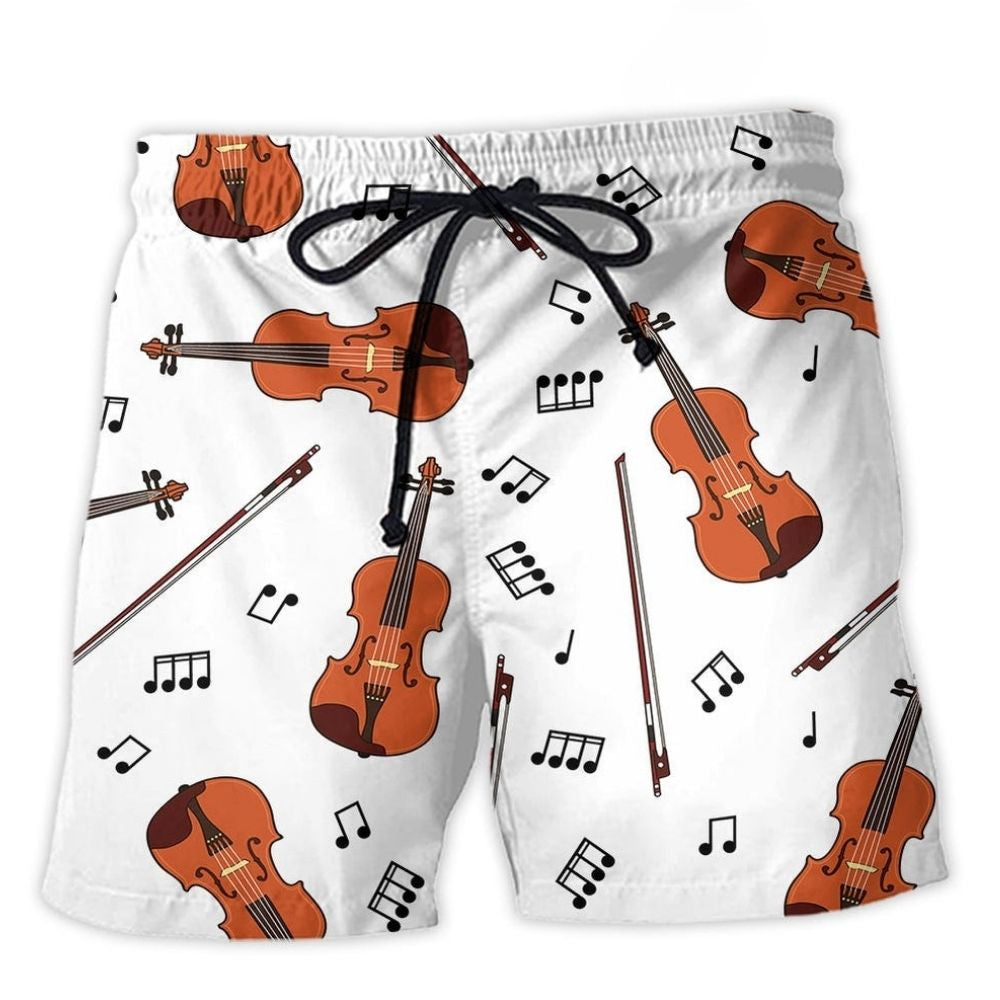 Violin Music Notes Minimal – Beach Short