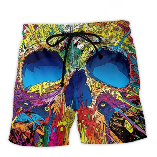 Colorful Skull Summer Vibe Art – Beach Short